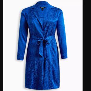 Torrid Jacquard Trench Coat Duster, Royal Blue, size 00